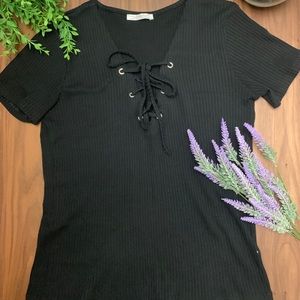 Zara black ribbed tee